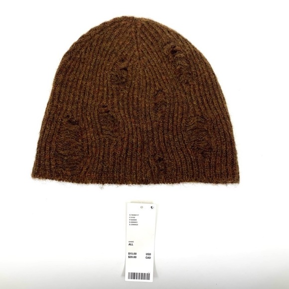 Urban Outfitters Jax Distressed Knit Beanie Slouchy Soft Wool Blend Brown Nwt - Picture 2 of 10